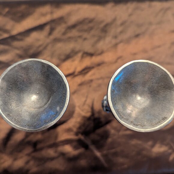 Seagull Pewter Champagne Flutes with Floral Design - Picture 6 of 11